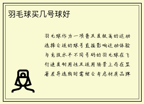 羽毛球买几号球好
